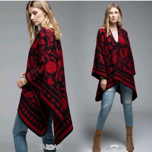 Last 1 ! 5 Star Rated! New Reversible Floral Butterfly Ruana - Picture 2 of 6